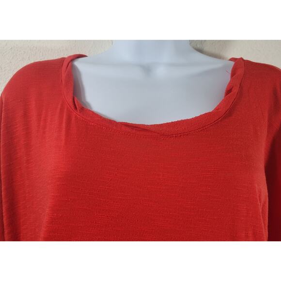Cato Red Dolman 3/4 Sleeve Slub Knit Top Large Lightweight Soft Stretch - Picture 6 of 6